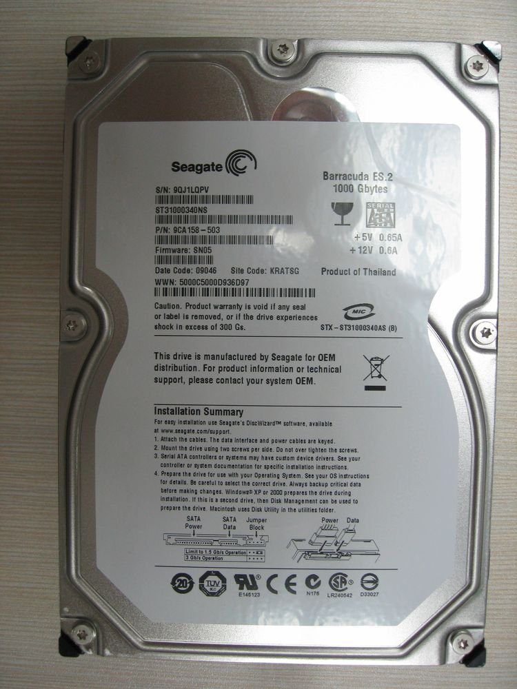 Seagate Barracuda ES.2 ST31000340NS 1TB 7200RPM SATA 3Gb/s Oem HDD