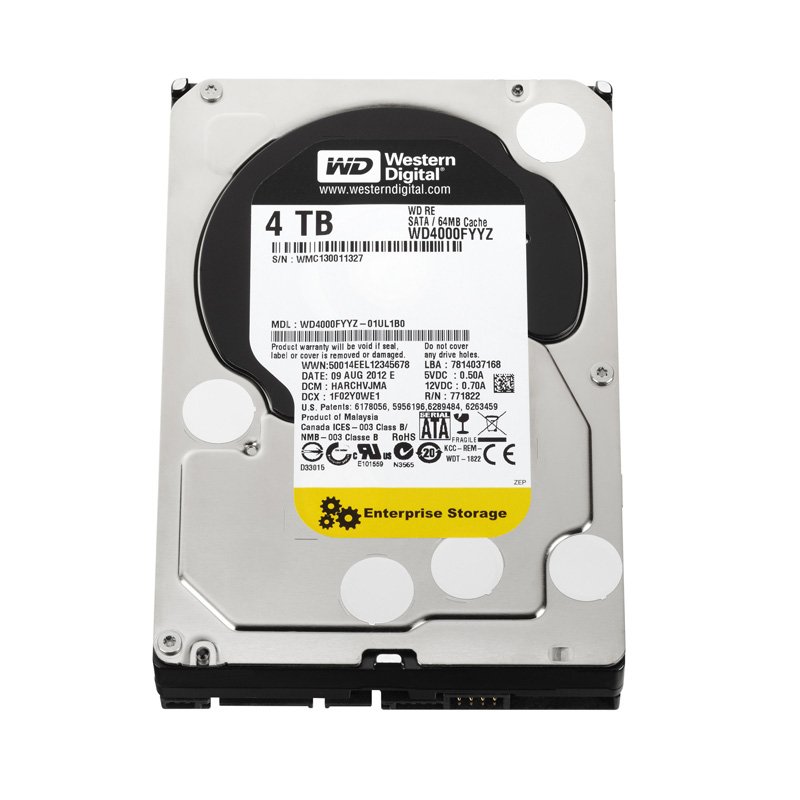 WD RE WD4000FYYZ 4 TB 7,200 rpm SATA 6Gb/s 64MB 3.5″ Internal HDD