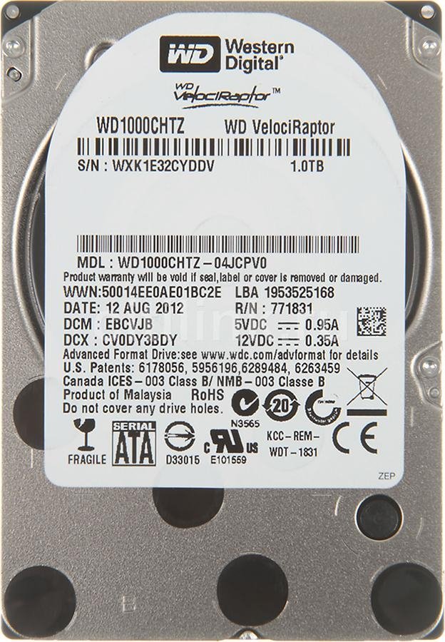 WD VelociRaptor WD1000CHTZ 1TB 10K RPM SATA 6Gb/s 2.5″ Ref HDD