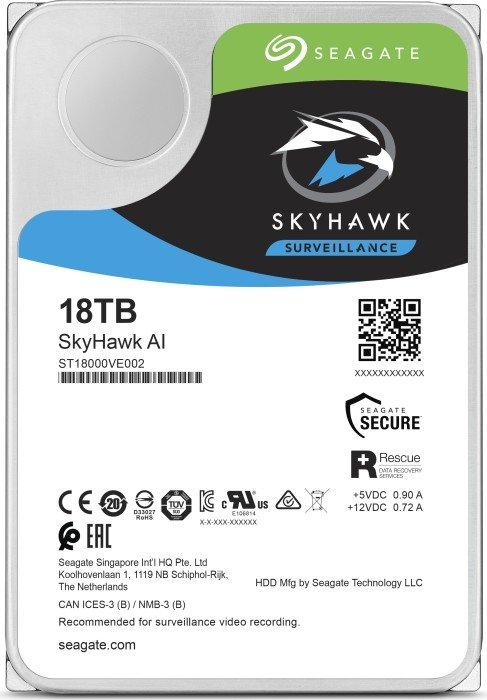 Seagate ST18000VE002 Skyhawk AI 18tb 7.2k sata-6gbps 512e 3.5″ Hdd
